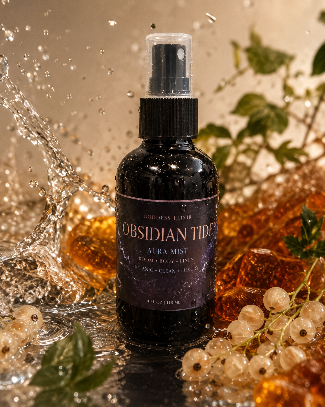 OBSIDIAN TIDE
- Room, Linen and Body Mist